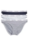 Calvin Klein Pack Of 3 Assorted Bikinis In Navy/ Grey/ White