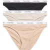 Calvin Klein Pack Of 3 Assorted Bikinis In Ru4 Black/sanda