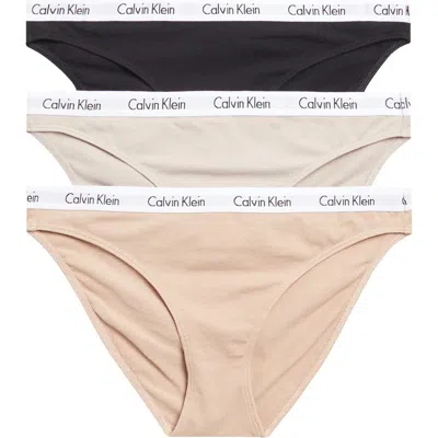 Calvin Klein Pack Of 3 Assorted Bikinis In Ru4 Black/sanda
