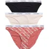 Calvin Klein Pack Of 3 Assorted Bikinis In Upt Black/nymph