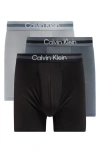 Calvin Klein Pack Of 3 Microfiber Boxer Briefs In Black/turbulance