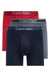 Calvin Klein Pack Of 3 Microfiber Boxer Briefs In Shoreline/turbulance
