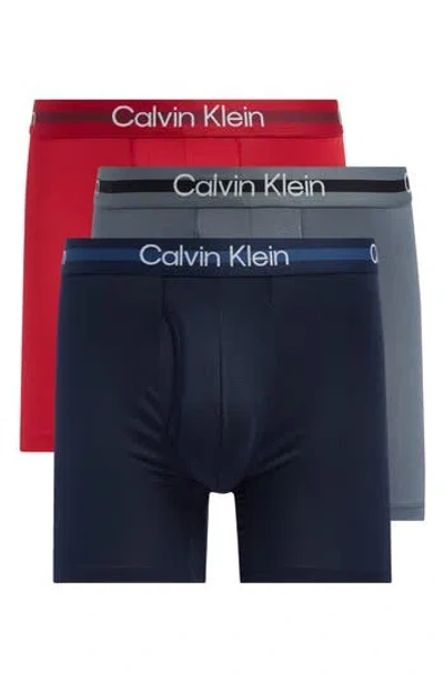 Calvin Klein Pack Of 3 Microfiber Boxer Briefs In Shoreline/turbulance