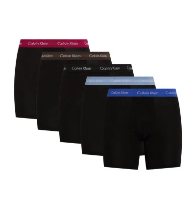 Calvin Klein Pack Of 5 Stretch-cotton Boxers In Black