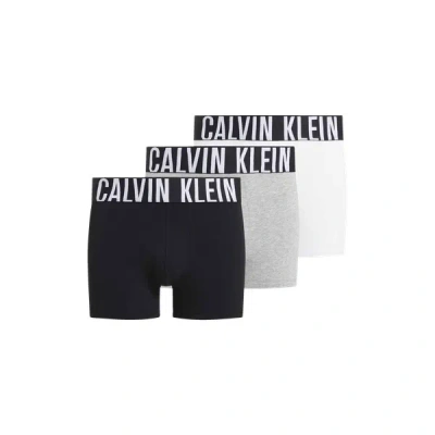 Calvin Klein Logo-waistband Pack Of Three Recycled Cotton-blend Trunks In Blk,grey Heather,wht