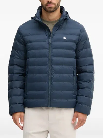 Calvin Klein Padded Hooded Jacket In Blue