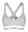 Calvin Klein Plus Modern Cotton Unlined Racerback Bralette In Grey