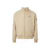 Calvin Klein Padded Nylon Zip Up Jacket In Beige