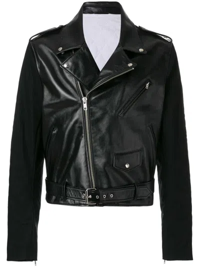 Calvin Klein Panelled Biker Jacket In Black