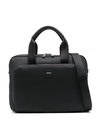 Calvin Klein Panelled Laptop Bag In Black