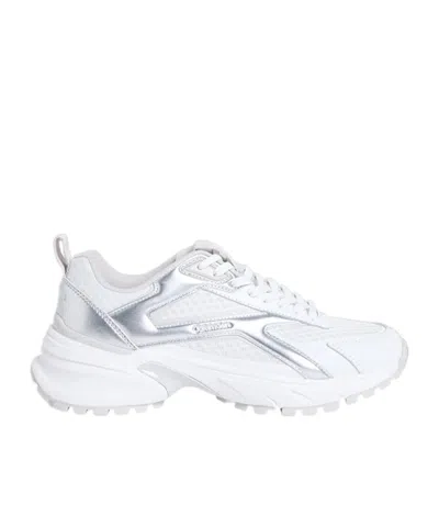 Calvin Klein Panelled Metallic-effect Sneakers In White