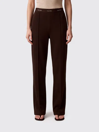 Calvin Klein Pants Woman Color Coffee In Brown