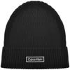Calvin Klein Patch Chunky Rib Beanie Black In Black