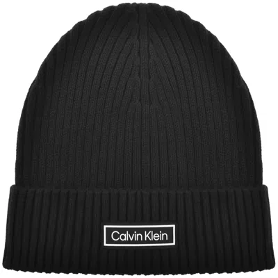 Calvin Klein Patch Chunky Rib Beanie Black