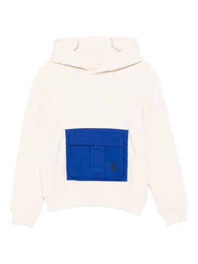 Calvin Klein Patch-pocket Hoodie In White