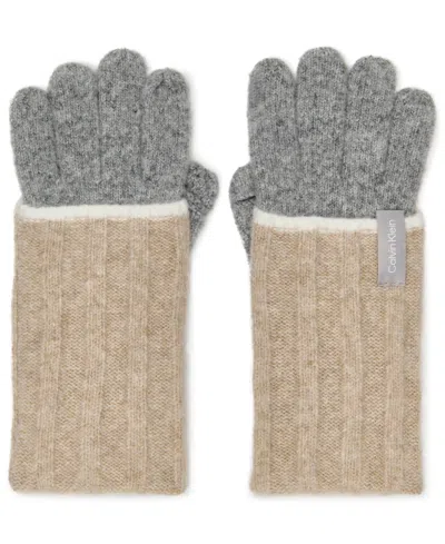 Calvin Klein Patchwork Knit Gloves In Multi