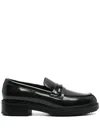 Calvin Klein Glossy Leather Loafers With Classic Penny Strap In Multi