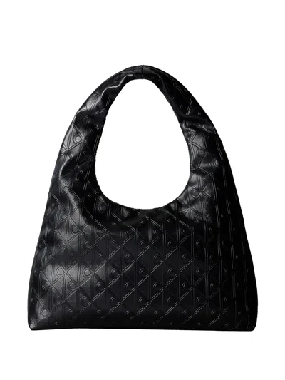 Calvin Klein Patterned Shoulder Bag In Black