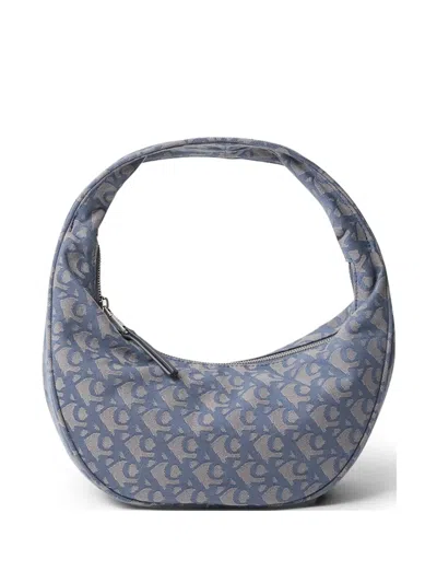 Calvin Klein Patterned Zip Shoulder Bag In Blue