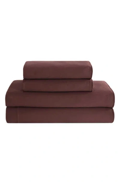 Calvin Klein Pearl Edge 300 Thread Count Sateen Sheet Set In Garnet