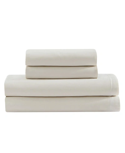 Calvin Klein Pearl Edge Cotton Sateen 300 Thread Count 4 Piece Sheet Set, King In Ivory