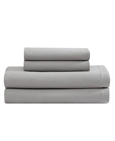 Calvin Klein Pearl Edge Cotton Sateen 300 Thread Count 4 Piece Sheet Set, King In Medium Gray