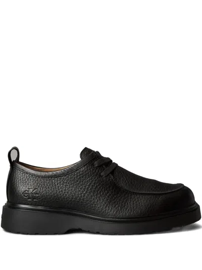 Calvin Klein Pebbled-leather Lug-sole Derby Shoes In Animal Print