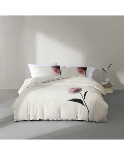 Calvin Klein Peony Linen-blend Printed Duvet Set In White