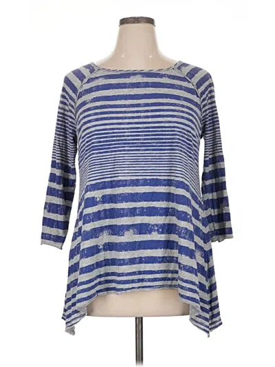 Pre-owned Calvin Klein Performance 3/4 Sleeve Top Blue Boatneck Tops