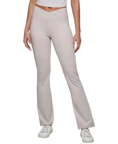 Calvin Klein Performance Crossover Waist Flare Leggings In Porcini In Neutral