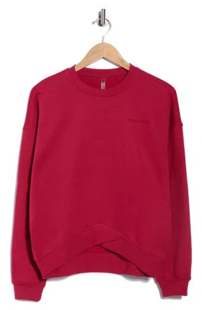 Calvin Klein Performance Embroidered Logo Crossover Hem Sweatshirt In Red