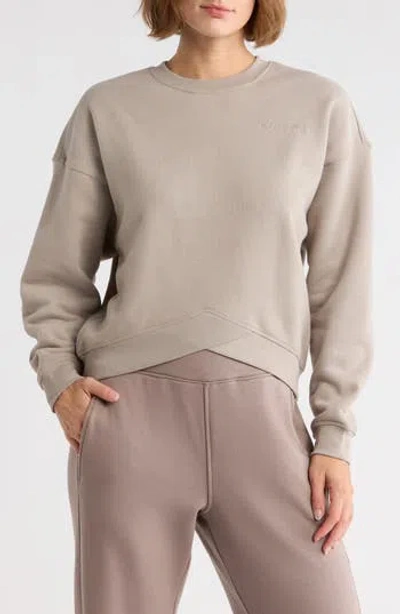 Calvin Klein Performance Embroidered Logo Crossover Hem Sweatshirt In Gray