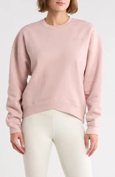 Calvin Klein Performance Embroidered Logo Crossover Hem Sweatshirt In Pink