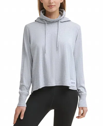 Calvin Klein Performance Face-cover Hoodie In Pearl Gray Heather
