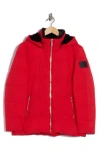 Calvin Klein Performance Faux Fur Lined Hood Puffer Jacket In Red