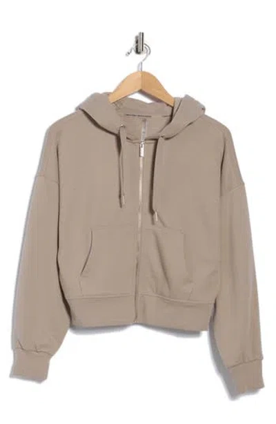 Calvin Klein Performance Fleece Full Zip Hoodie In Brown