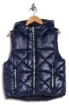 Calvin Klein Performance Hooded Diamond Quilted Vest In Blue