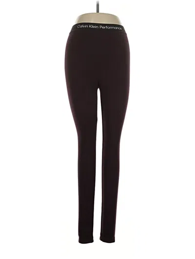 Pre-owned Calvin Klein Performance Leggings In Burgundy