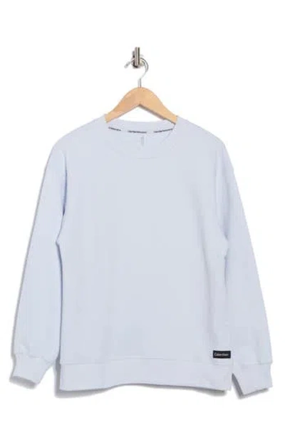 Calvin Klein Performance Logo Patch Fleece Sweatshirt In Blue