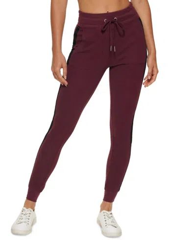 Calvin Klein Performance Logo-tape Thermal High-waisted Leggings In Garnet In Multi