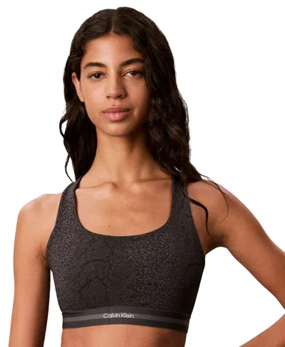 Calvin Klein Performance Medium Support Wireless Racer-back Icon Sport Sports Bra, Gwf6k347 In White