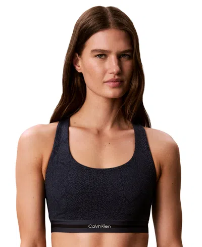 Calvin Klein Performance Medium Support Wireless Racer-back Icon Sport Sports Bra, Gwf6k347 In Gray