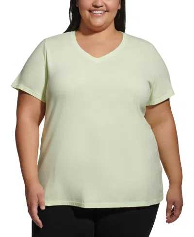Calvin Klein Performance Plus Size Cotton V-neck Short-sleeve T-shirt In Iced Lime