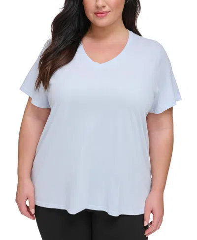 Calvin Klein Performance Plus Size Cotton V-neck Short-sleeve T-shirt In Spray