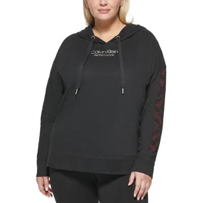 Calvin Klein Performance Plus Womens Cotton Sweatshirt Hoodie In Black