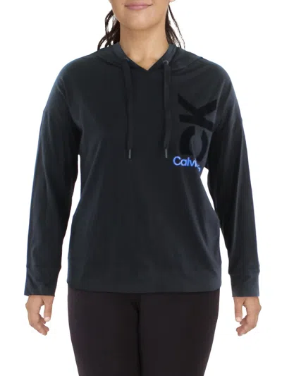 Calvin Klein Performance Plus Womens Fitness Workout Hoodie In Blue