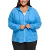 Calvin Klein Performance Plus Womens Heathered Fitness Hoodie In Blue