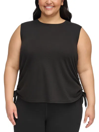 Calvin Klein Performance Plus Womens Knit Shirred Pullover Top In Black