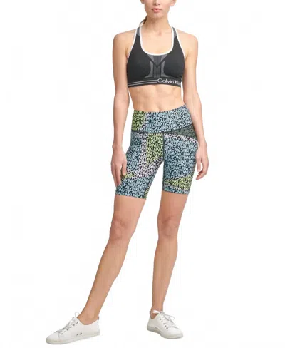 Calvin Klein Performance Printed Bike Shorts In Logo Prism Fiji In Multi