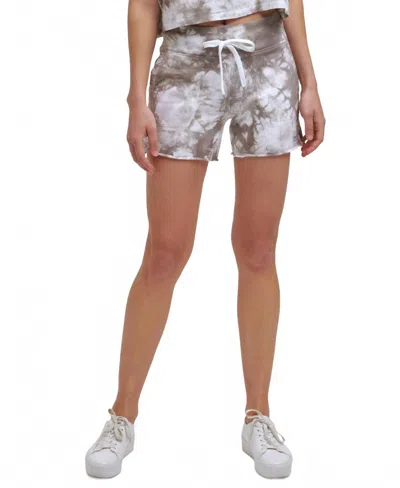 Calvin Klein Performance Printed French Terry Shorts In Kensington Nu Beige In Brown